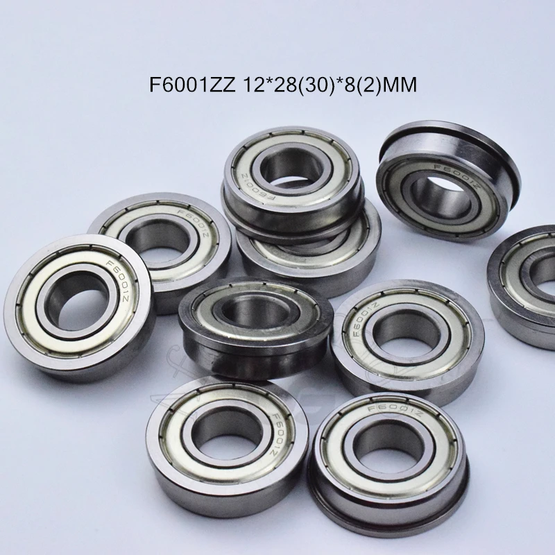 

Flange Bearing 10pcs F6001ZZ 12*28(30)*8(mm) chrome steel Metal Sealed High speed Mechanical equipment parts