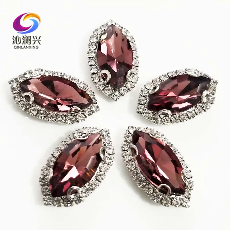 

Top Grade Wine Red Glass Crystal Rhinestones, Eye Shape Sew on Buckle, Used for Needlework, Diy Clothing Sewing Accessories