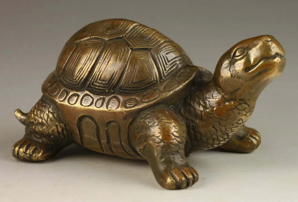 Superb Collectable Old Spiritual Exorcism Tortoise Bronze Statue  tools wedding Decoration Brass