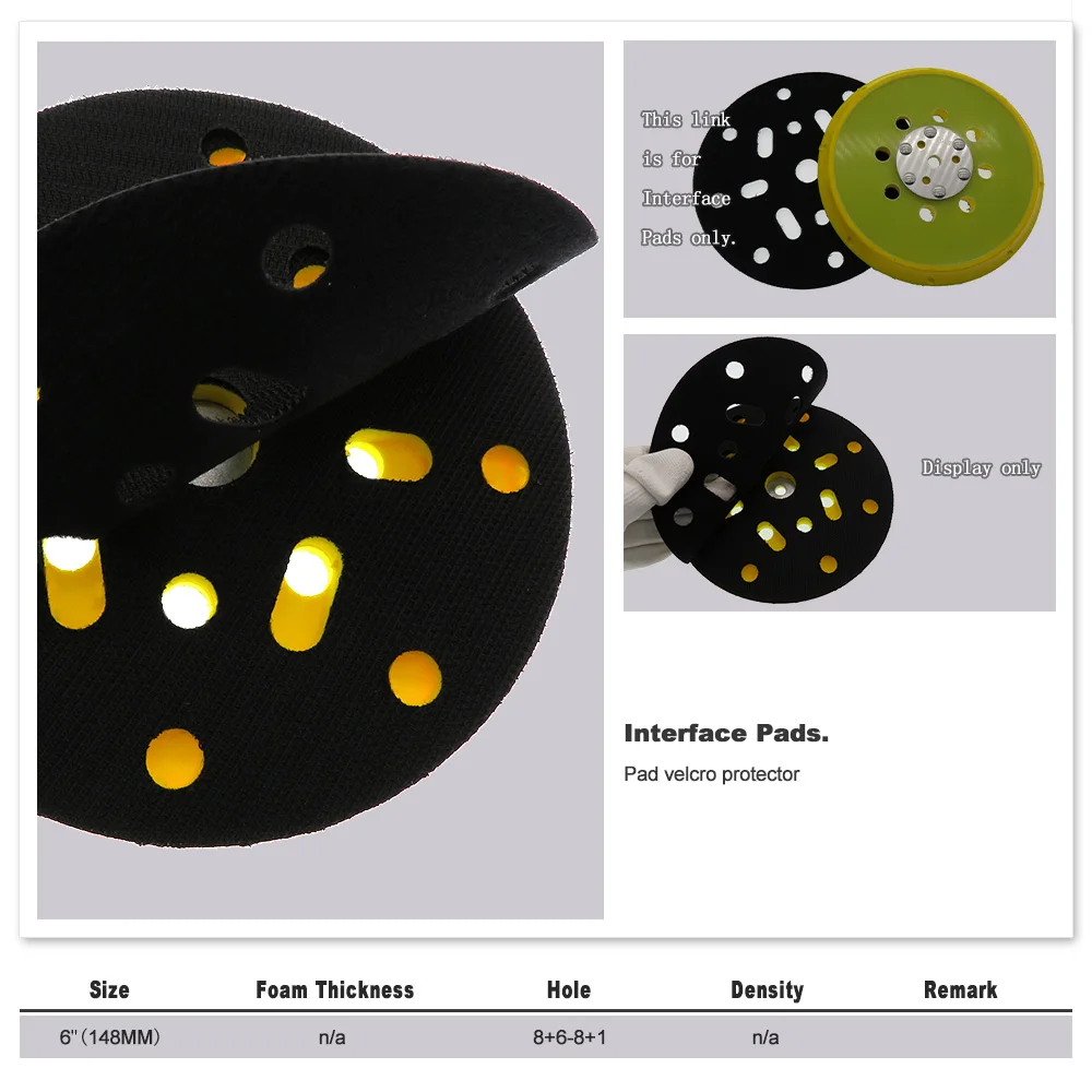 Interface Pad Protection Disc, Acessórios para Ferramentas Elétricas para Polimento e Moagem de Lixadeira, Gancho e Loop, 8 + 6, 8 + 1 Buracos, 6 ", 150mm, 2 Pcs