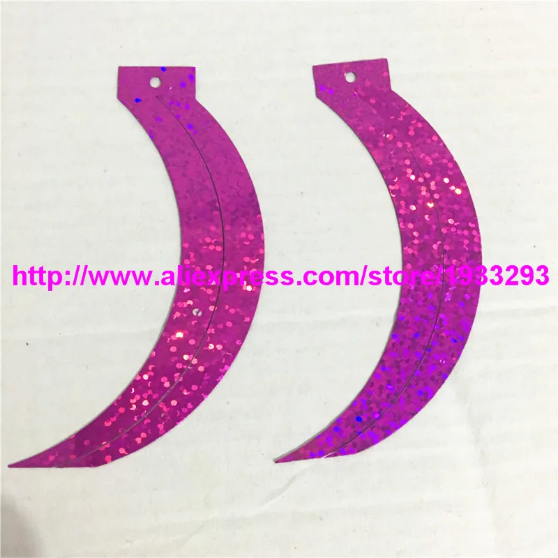 100pcs 85*17MM Laser Fuchsia Cat Tail Paillettes Sequin sickle shapes sewing Sequins for Wedding Craft decoration