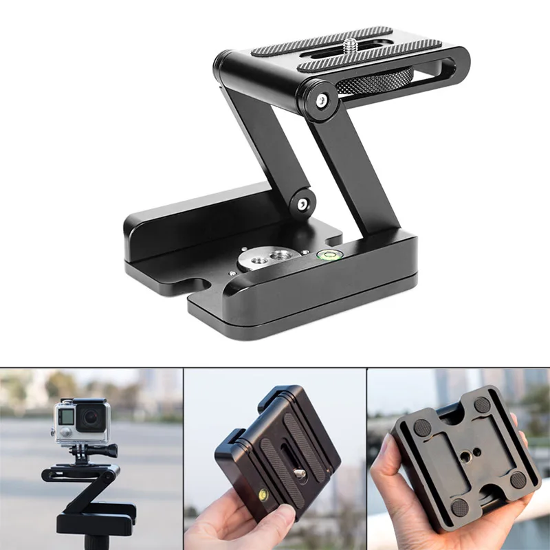 Z Flex Tilt Tripod Head Camera Holder Aluminum Folding Quick Release Plate Stand Mount Spirit Level Stabilizer For Camera Phone