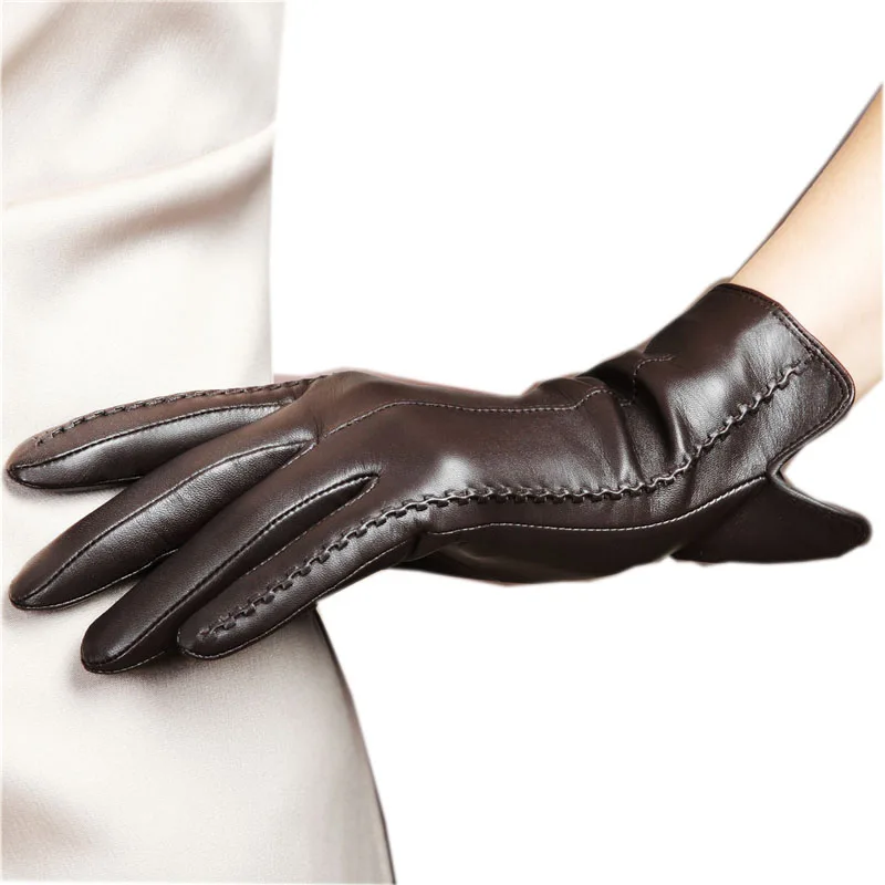 Hot Sale Women'S Genuine Leather Gloves Female Autumn Winter Silky Thin Lining Elegant Sheepskin Gloves For Women L085NN-5