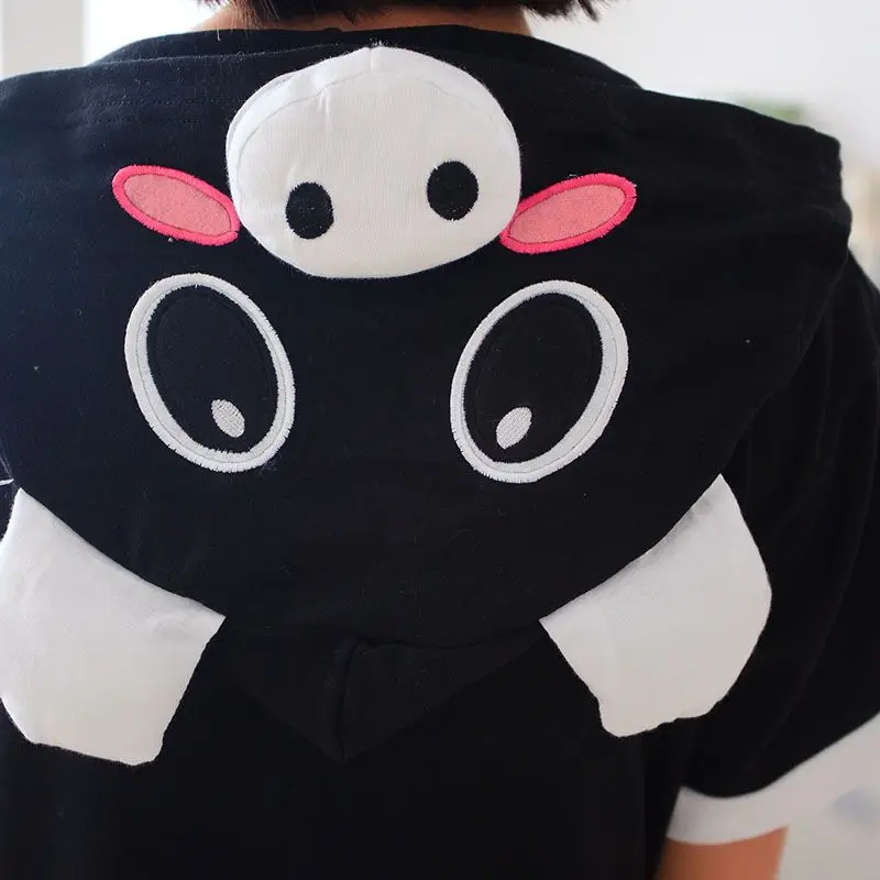 Cartoon animal conjoined Black Pig Adult Animal Onesie Pajamas Unisex Pyjamas Short Sleeve Summer Nightgowns Sleepwear Nightdres