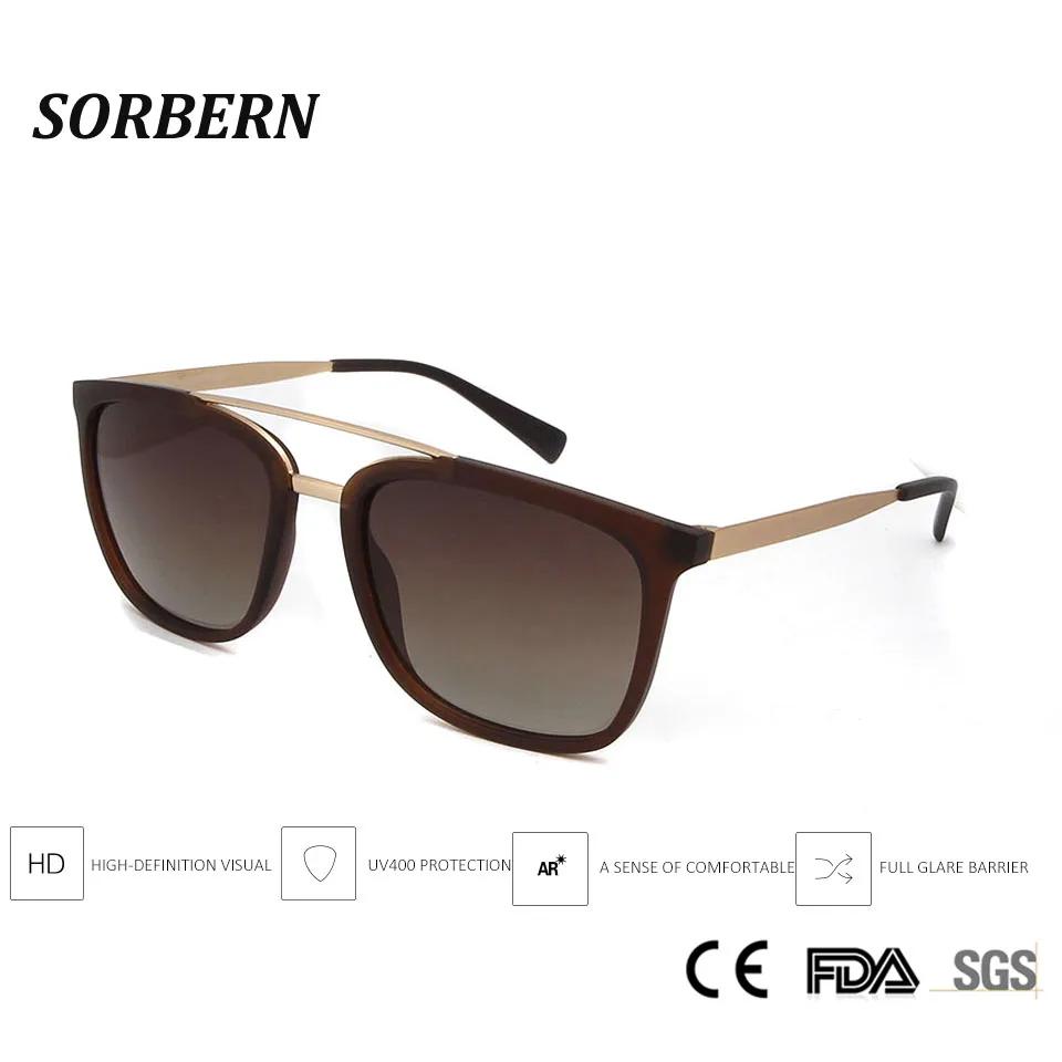 

SORBERN 2019 Polarized Sunglasses Men Women Classic Retro Pilot Sun Glasses Brand Design Light TR90 Frames With Alloy Eyewear