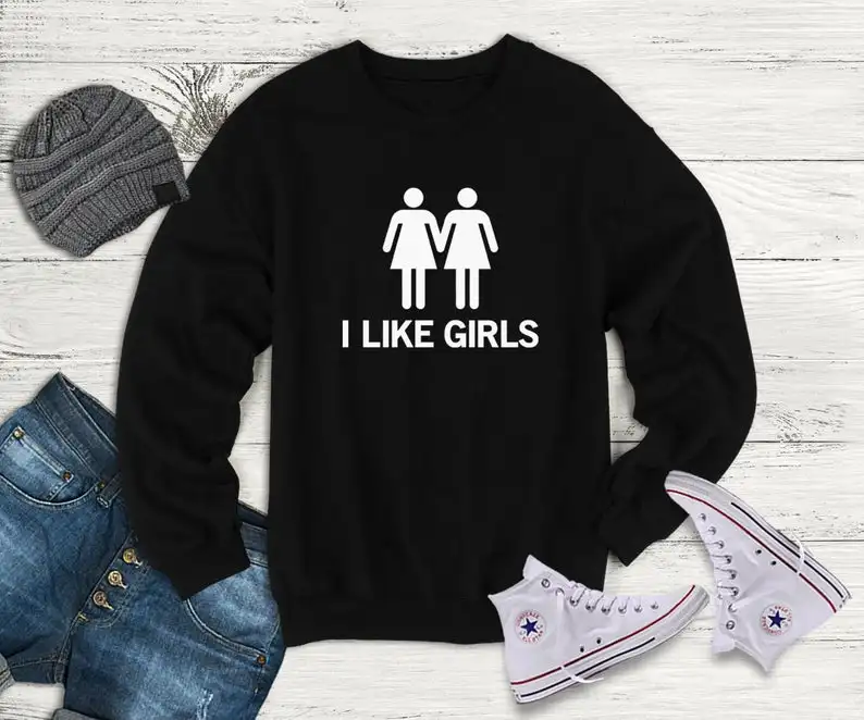 Skuggnas New Arrival I like Girls Sweatshirt Lesbian Gay Pride Sweatshirt Teen Girl Tumblr Grunge Jumper Blogger Hipster Gift