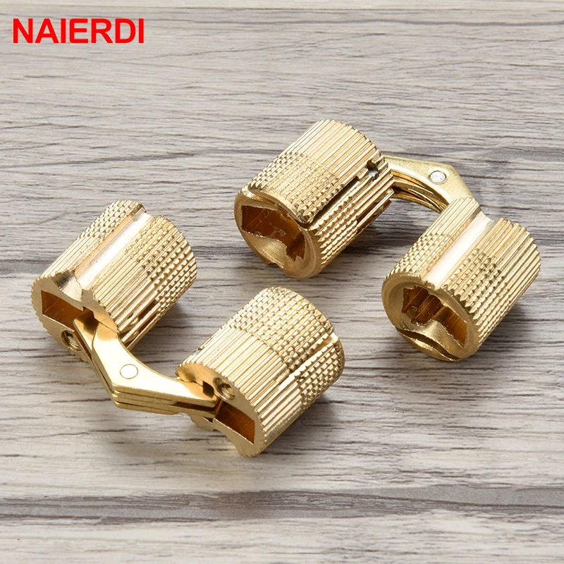2PCS NAIERDI 8-14mm Hidden Cabinet Copper Hinges Invisible Door Brass Concealed Barrel Hinge For Gift Box Furniture Hardware