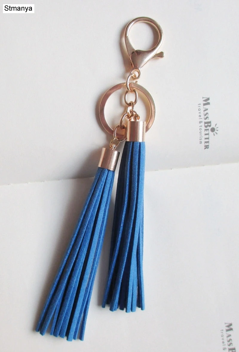 Women Fashion Tassels Key Chain New 12 colors suede leather Car key Ring Charm bag key chain Tassels Best Gift jewelry 17013