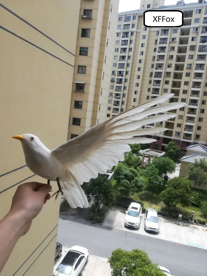 new real life pigeon model foam&feather white wings dove bird about 30x50cm xf0076