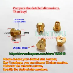 (12ピース/パック) キャブレターメインジェットteikei tkジョグ六角形メイン噴射ノズルymジェット (デジタルラベル表示) (あなたのサイズを選択)