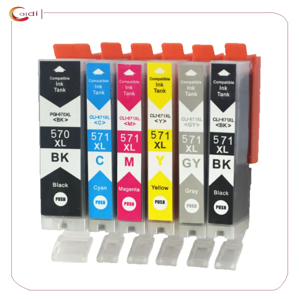 Compatible Ink Cartridges for Canon PGI-570XL CLI-571XL 6 Color (Contain Grey)  for Canon PIXMA TS8050 MG7700 MG7750