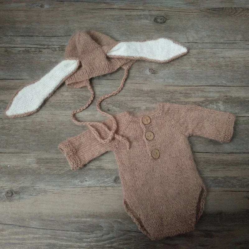 Newborn photography props,Fuzzy bunny romper for baby photo prop