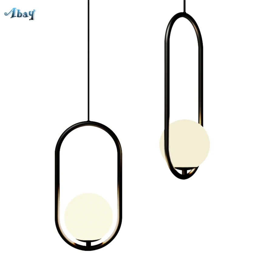 

Industrial Retro Oval Iron Black Pendant Lights Bedroom Living Room Dining Droplight Cafe Bedside Glass Ball Hanging Fixtures