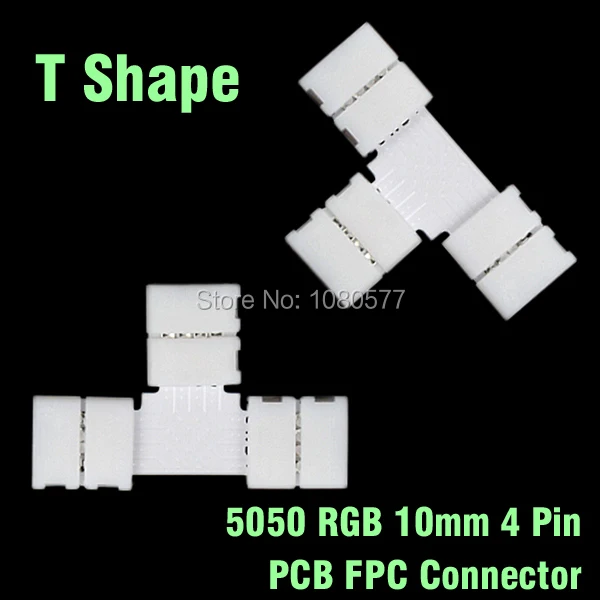 

20pcs/lot T shape 10mm 4pin RGB 5050 led Strip connector PCB FPC Connectors For Direction Change Free Shipping