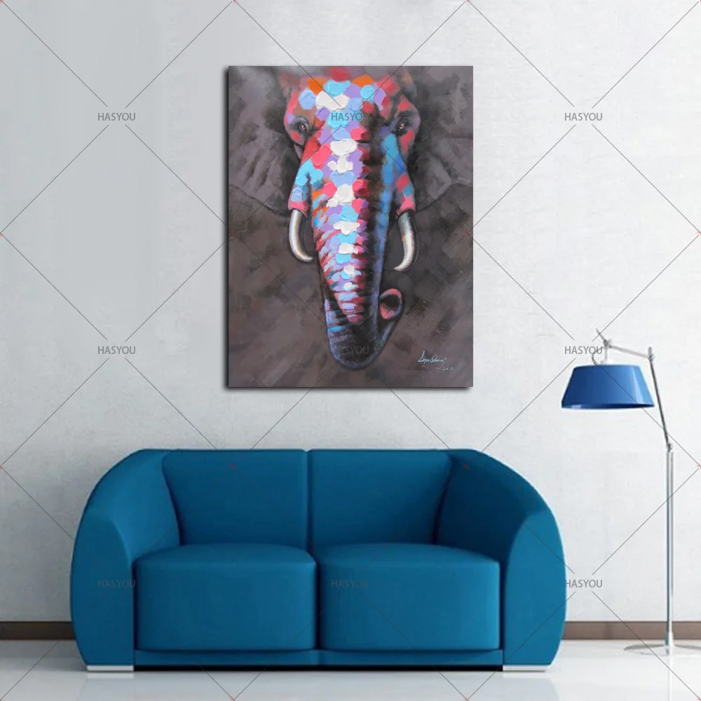 

100% hand painted large Size animal wall painting the big elephant canvas picture oil painting sitting room home decoration art