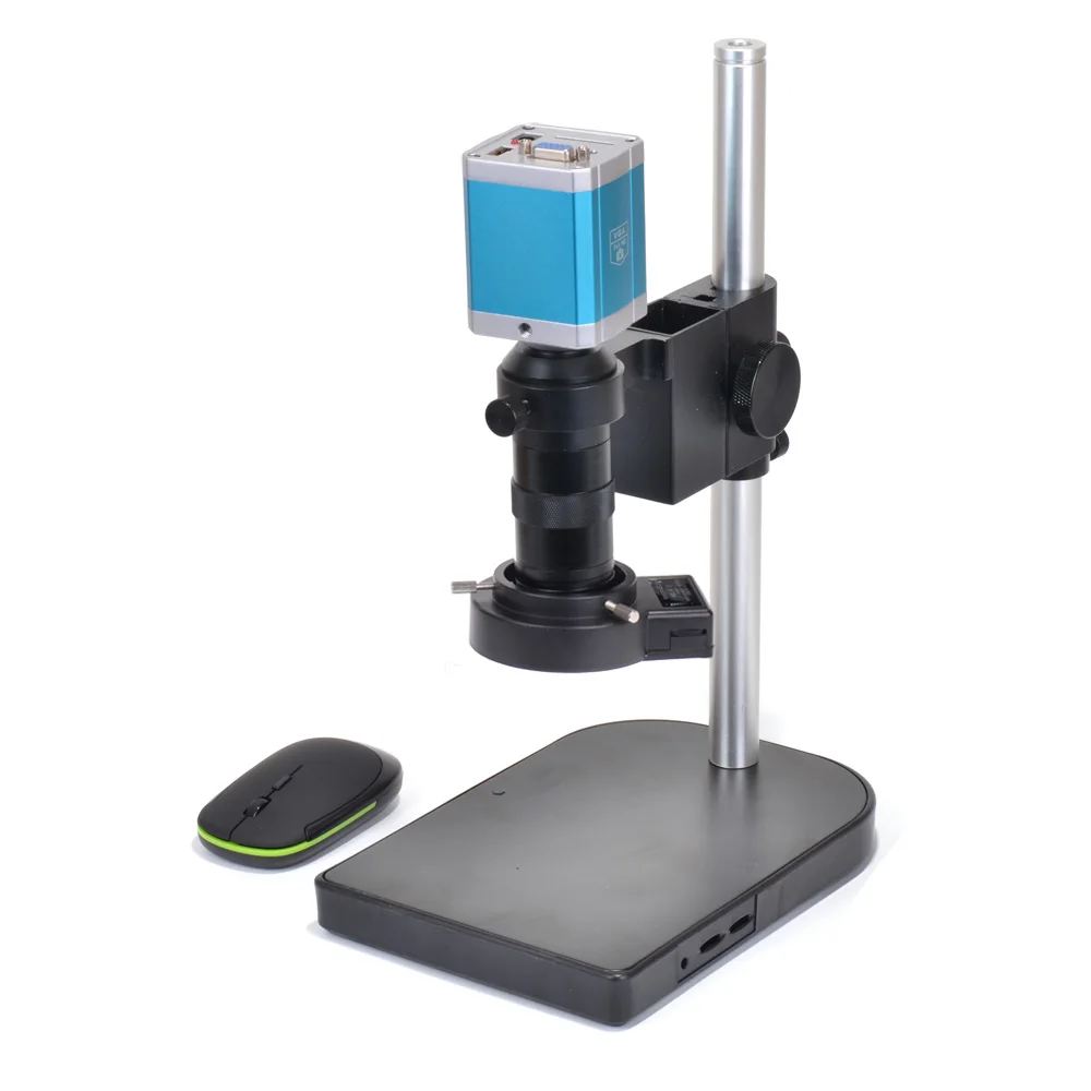 1080P VGA Full HD Industrial Microscope Camera SD Video Recorder + 100X Zoom C-MOUNT Lens 40 LED Light