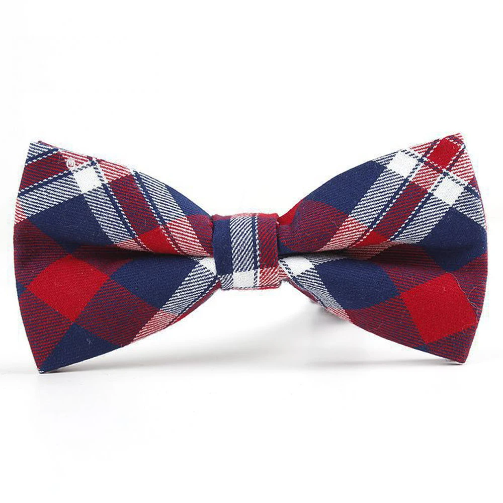 HUISHI Men Bow Tie Plaid Style Cotton Bowties Casual Gravata Butterfly Tartan Strip Colorful Bow Ties For Men Women Wedding Gift