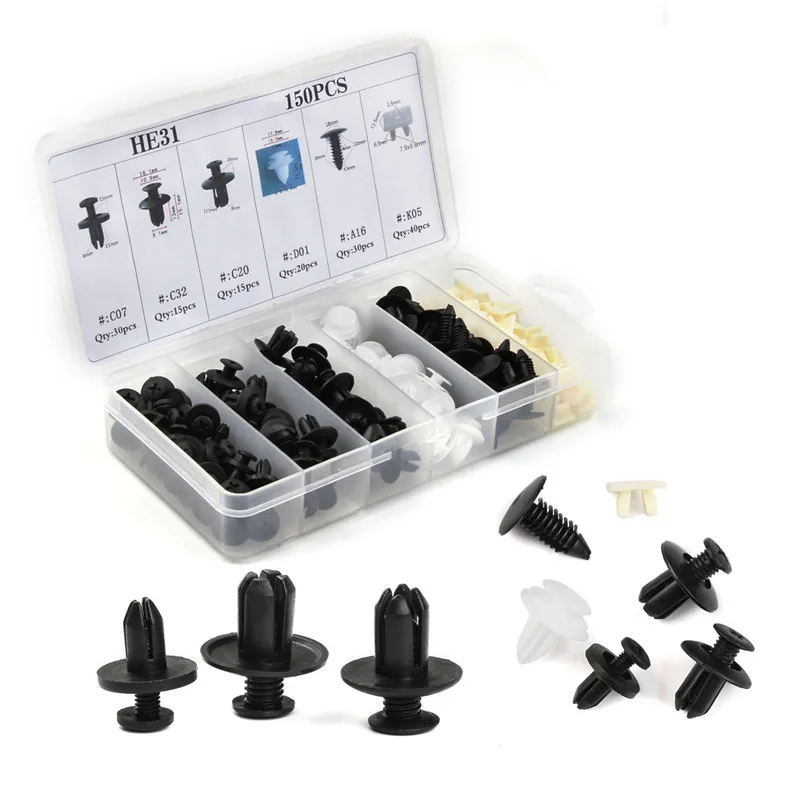 150 PCS Plastic Car Bumbper Clip Fastener Rivet Retainer Panel Push Interior Car Clip 4 Type