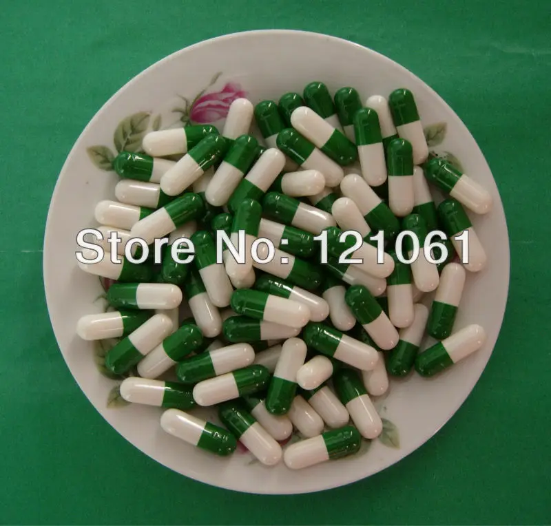 

00# 2,000pcs! Dark green-white colored Empty Capsules, Hard gelatin empty capsules 00#(joined or seperated capsules available!)