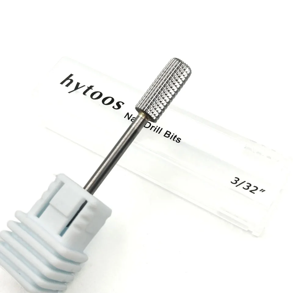 HYTOOS Two-way Tungsten Carbide Nail Drill Bit Barrel Cuticle Burr Bits For Manicure Electric Drill Accessories Gel Removal Tool