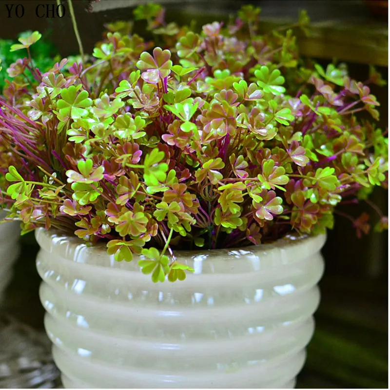 Four-Leaf Clover Green Artificial Plant Leaf  Plastic Floral  Home Wedding Decor  Christmas Decoration Flower  Wholesale