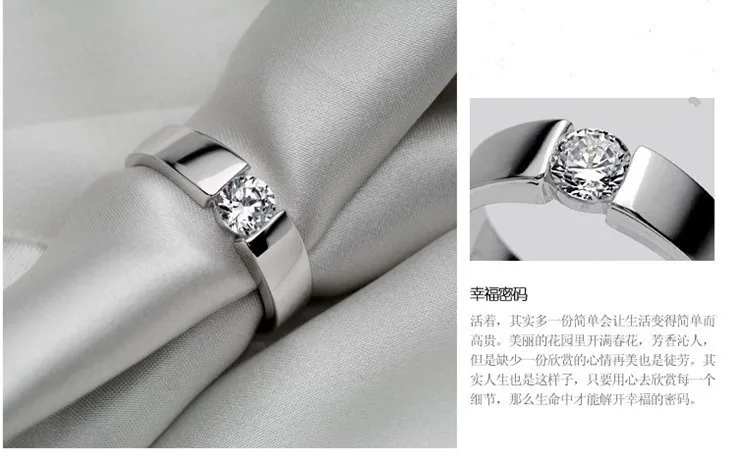 100% 925 sterling silver fashion shiny CZ zircon men`s & lovers`finger wedding rings jewelry wholesale for man ring no fade