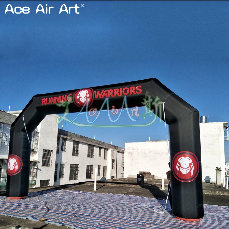 7x4m Black Inflatable Arch Athletic Sports Running Race Archway Ceremory Tower Gate Made by Ace Air Art