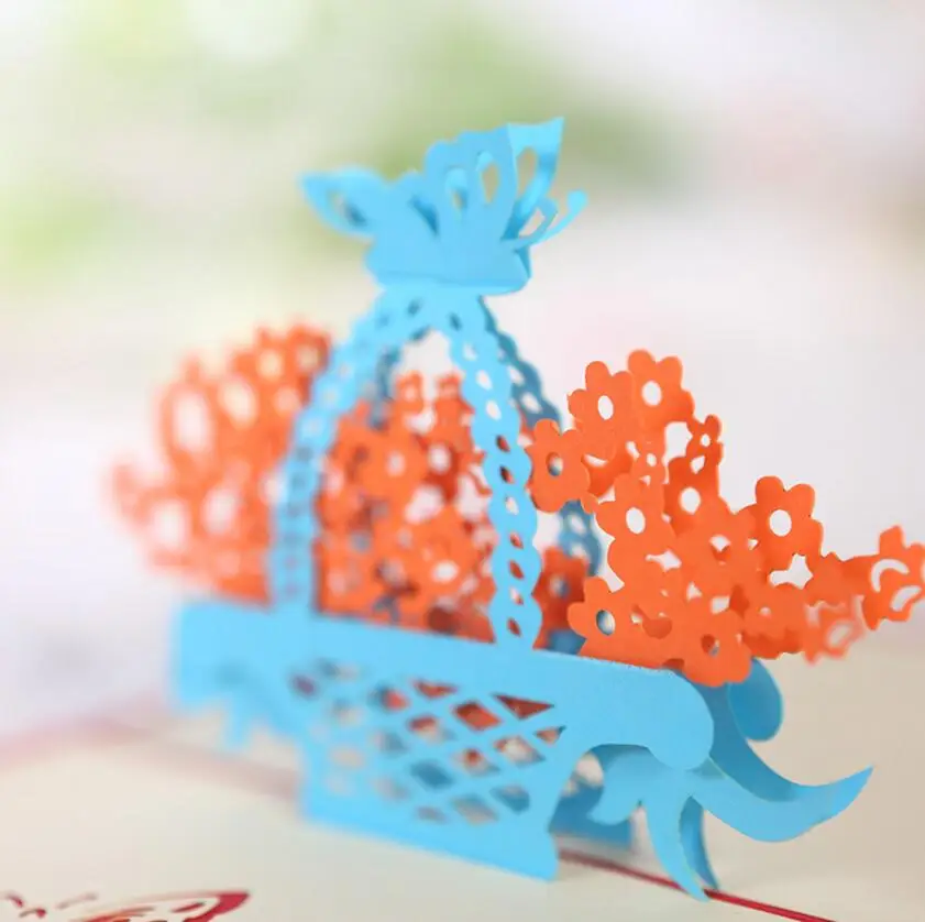 10pcs 3D Creative Butterfly Basket Handmade Kirigami Origami Wedding Party Invitation Cards Greeding Birthday Postcard