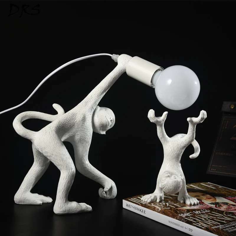 Nordic Creative Monkey Lamp Living Room Bedroom Furnishings Table Lamp College Dorm Modern Indoor Decor Home Flexo Led Fixtures