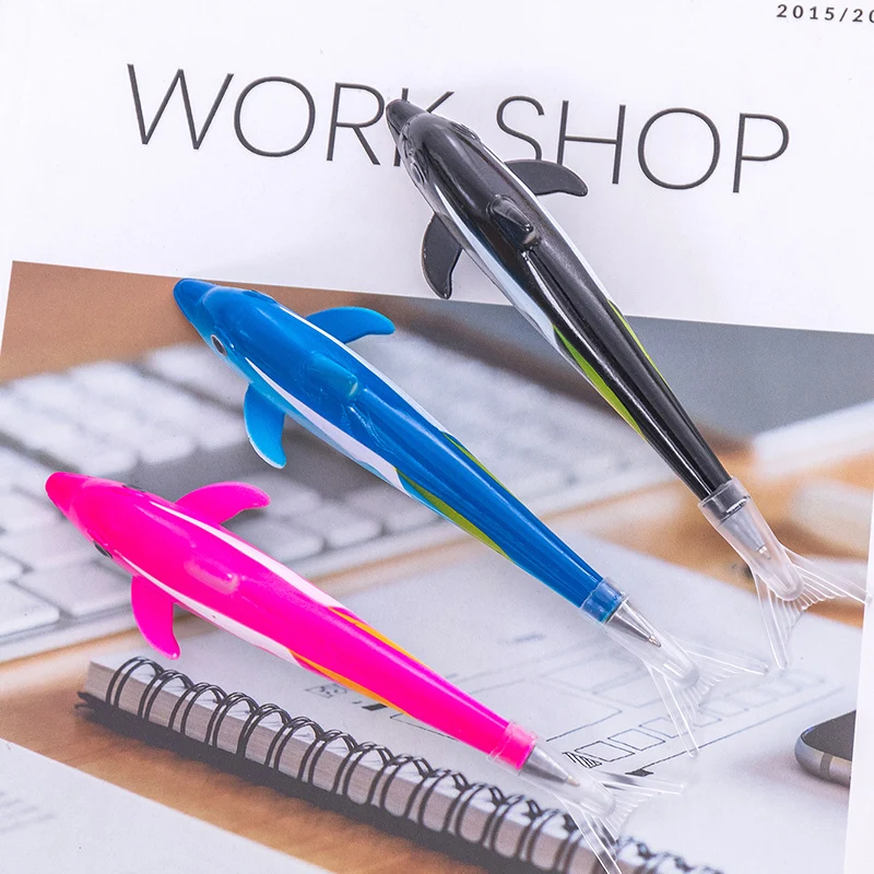 1Pcs 2018 Cartoon Cute Dolphin Shape Ballpoint Pen Marine Life Kid Ball Pen Fine Point 0.5mm Stationery Office School Supplies