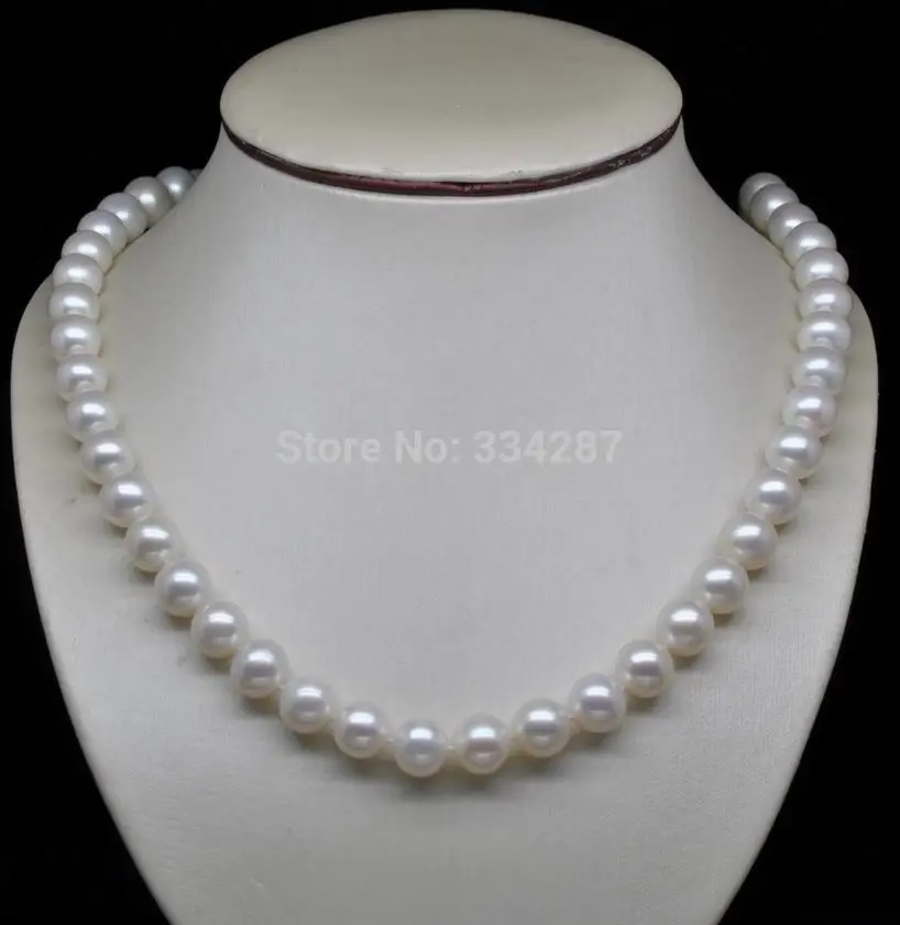 

Wholesale Good AAA Perfect 9-10mm White Pearls Necklaces 18" Long YG Collares Anime S $ Luxury Girls Wedding