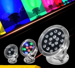 6w 12 18 24 36 ip68 conduziu a luz subaquática rgb ao ar livre à prova dwaterproof água colorida spotlight piscina luz fonte