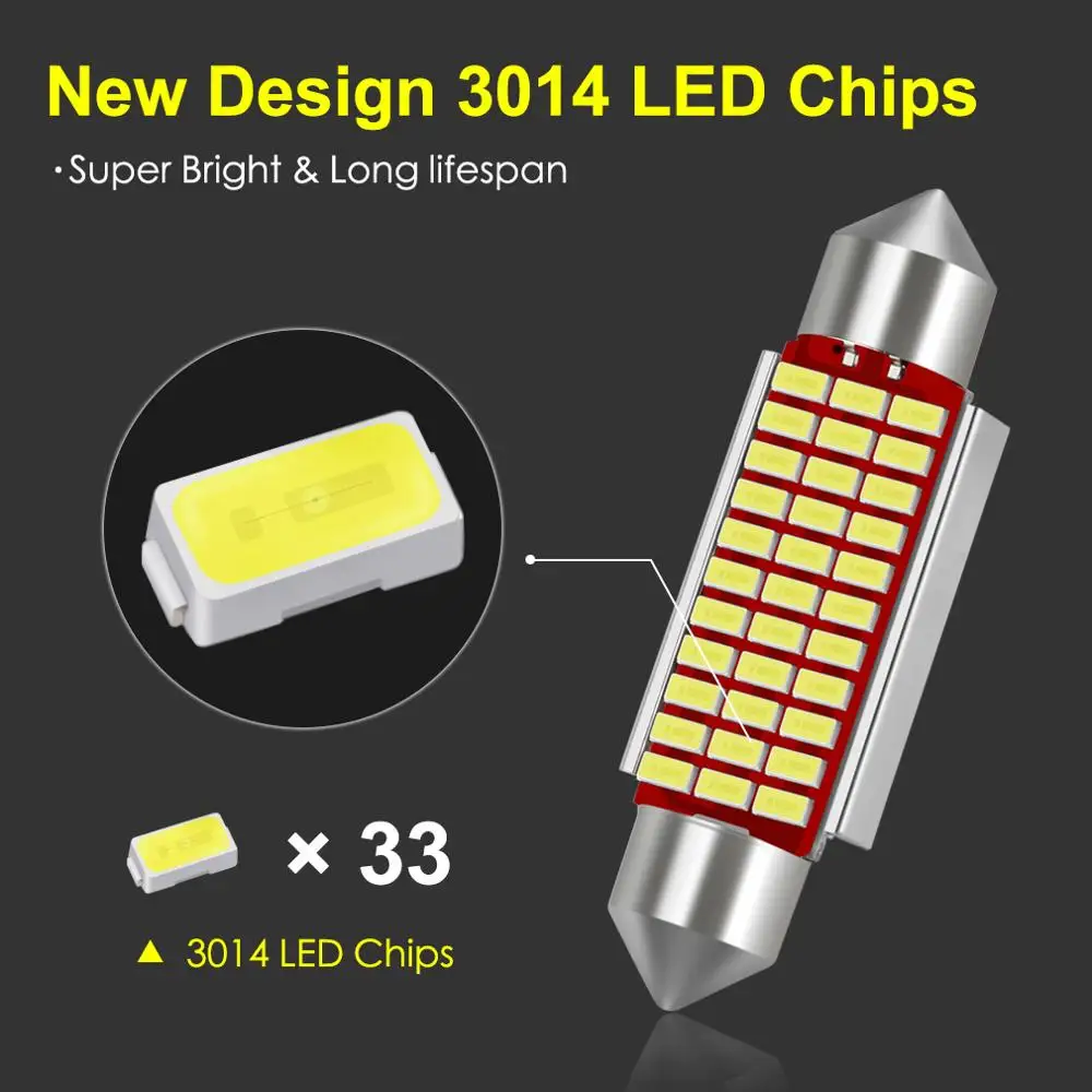 1Pc C5W LED C10W Car Interior Lights Canbus Festoon 31mm 36mm 39mm 42mm LED Bulbs Dome Light Reading Auto Lamp 12V 6000K White