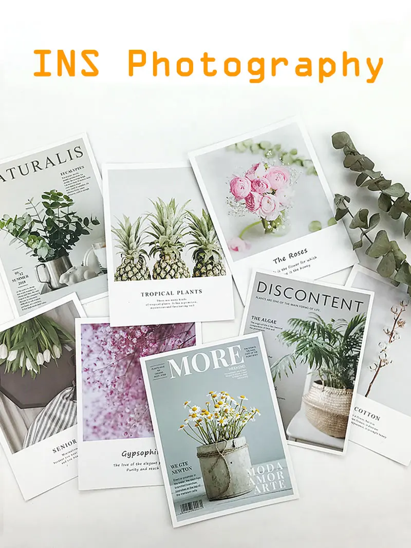 9pcs/lot Magazine Flowers Picture Set Paper Card Cardboard INS Photography Background Adornment Photo Studio Shooting Backdrops