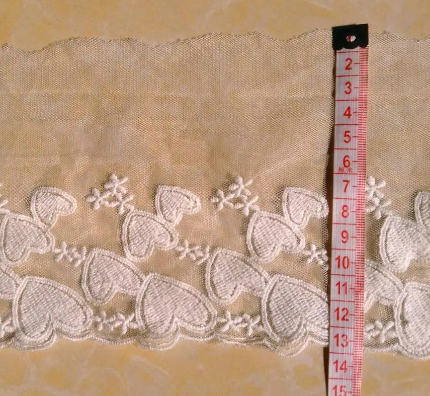 

FREE SHIPPING 13cm white color nylon net and cotton flower embroidery lace trimmings,XERY14g