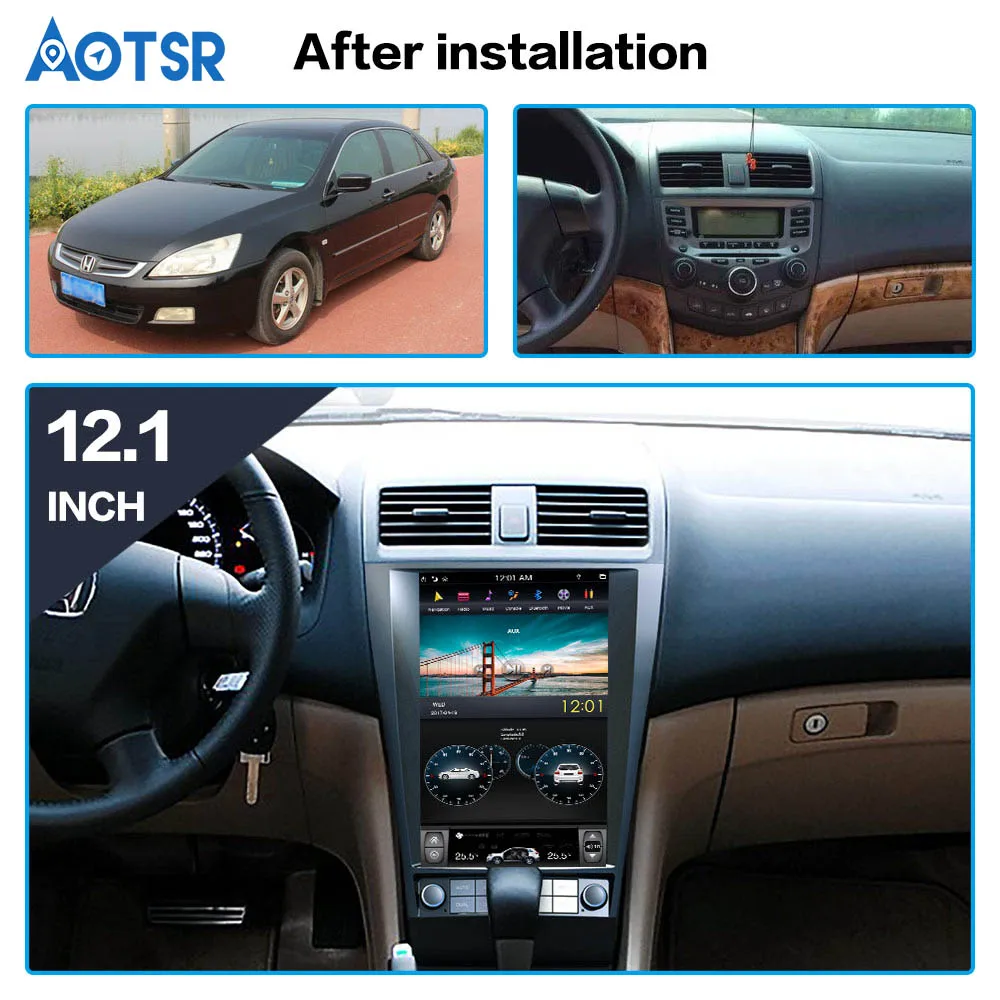 Android car video recorder For Tesla style car multimedia system gps tracker For HONDA ACCORD 7 seven 2003-2007 car head unit