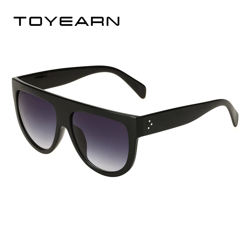 TOYEARN Fashion Brand Designer Vintage Flat Top Sunglasses Women Rivet Shades Sun Glasses For Female Gafas Oculos de sol UV400