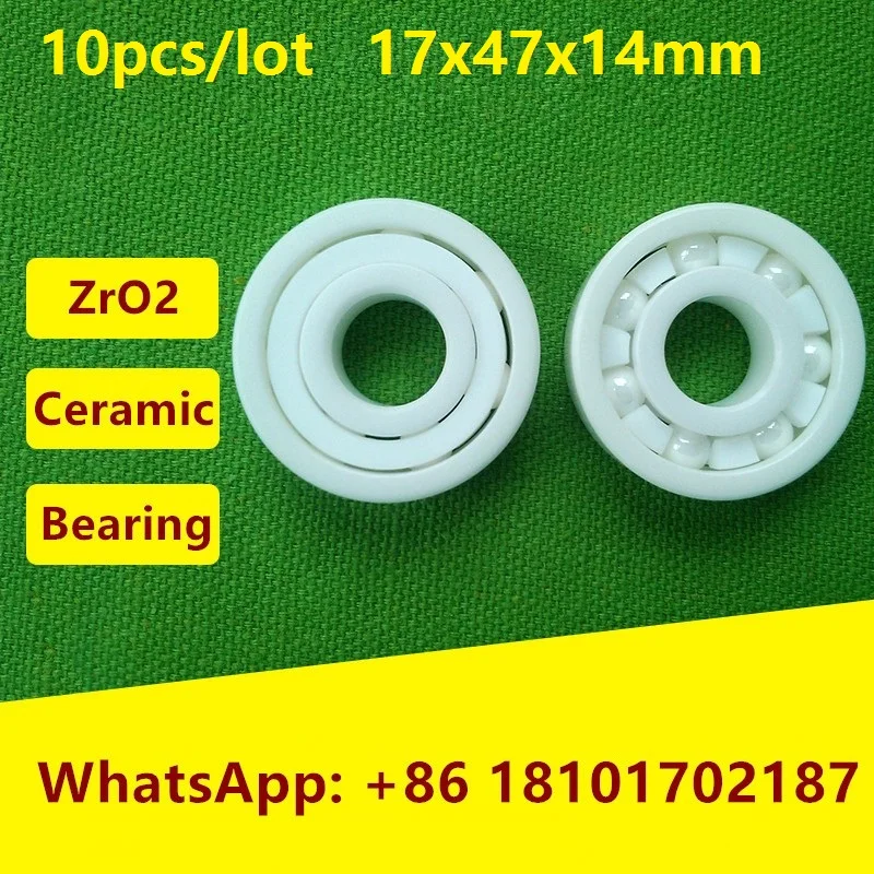 10pcs/lot 6303 Full Ceramic bearings 17x47x14 mm ZrO2 Zirconia Ceramic deep groove ball bearings