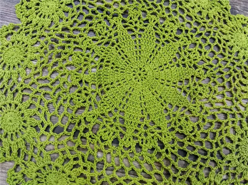 40CM Round Pastoral Green Cotton Fabric Flowers Crochet Placemat Tea Cup Table Cloth Coaster Christmas Wedding Banquet Decor Pad