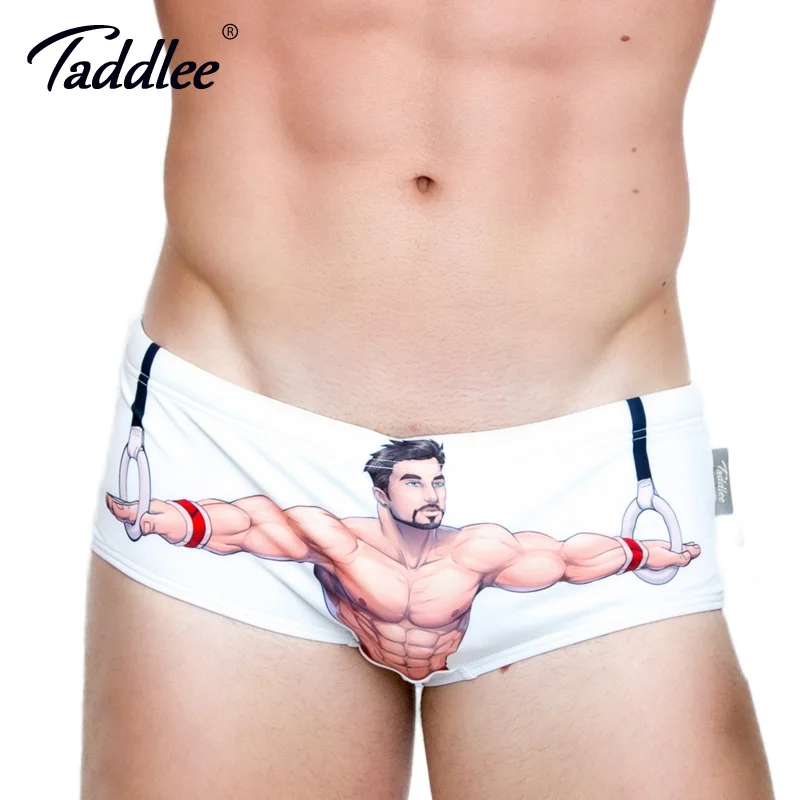 

Бренд Taddlee купальные сексуальные мужские плавки трусы бикини боксеры синего цвета с 3D-принтом мужские купальные плавки