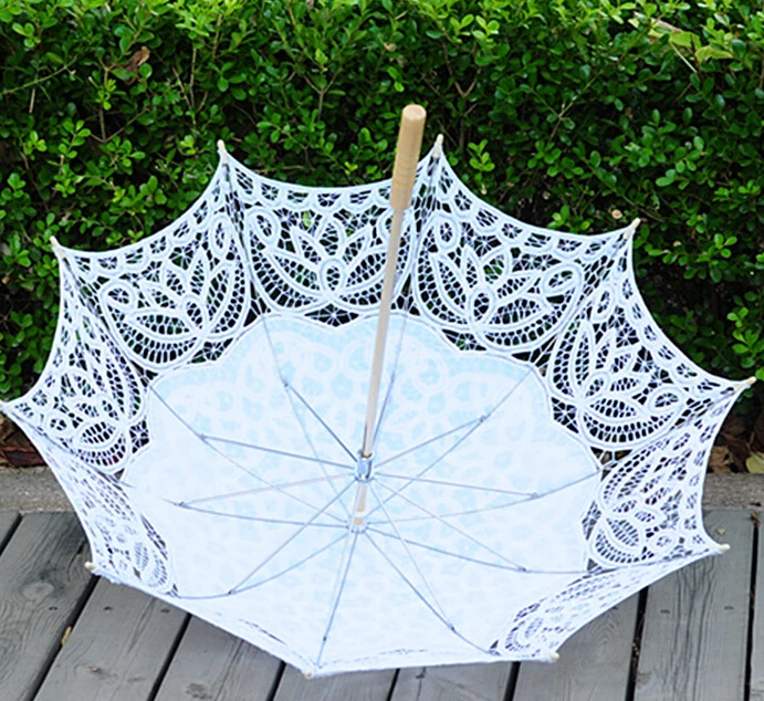 7 Colors Sun Lace Umbrella Parasol Embroidery Bride Umbrella White Wedding Umbrella Ombrelle Dentelle Parapluie Mariage 2018 new