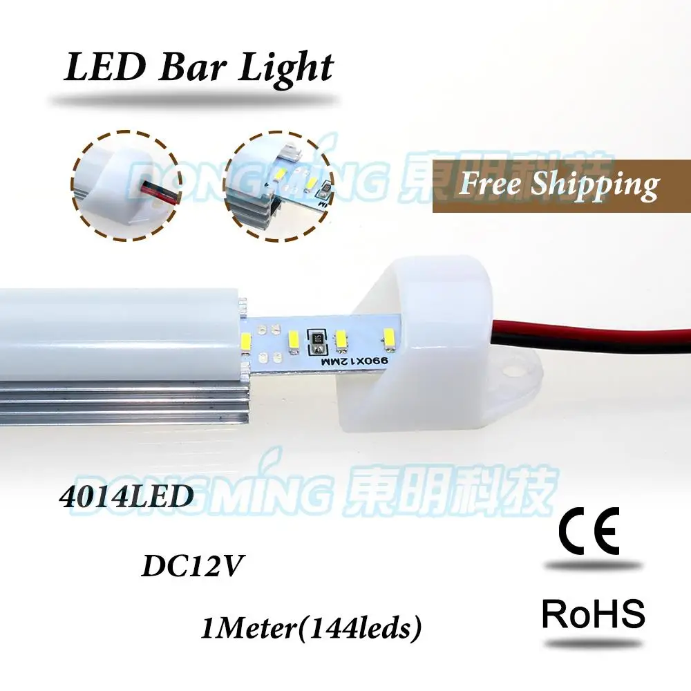 

New arrival 4014 led luces strip aluminum 144 led bar light U type clear milky cover 1m led luces bar high quality free fedex