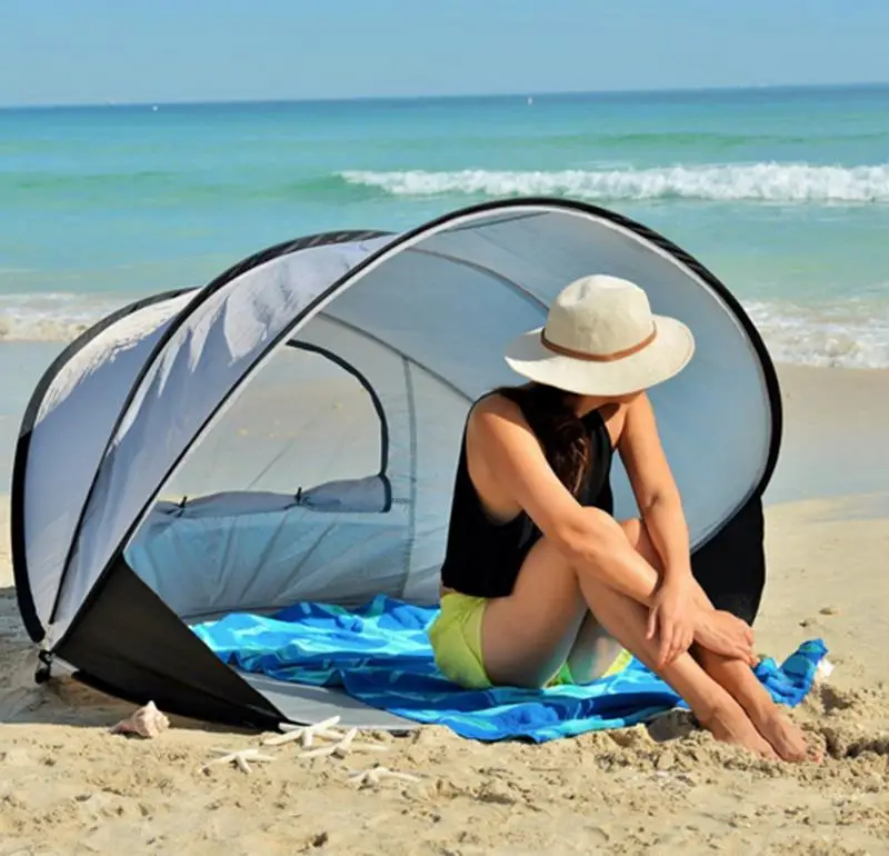 Ultralight Silver Coated Sun Shelter, Automatic 1-2 Person Use, Beach Tent