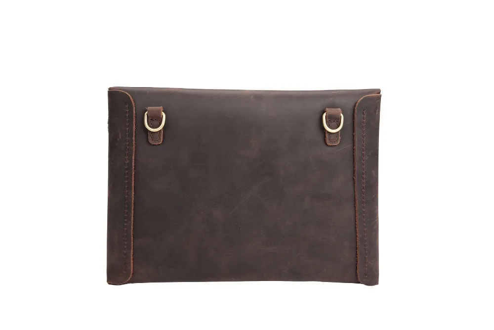 Vintage Crazy Horse Genuine Leather Men Shoulder Bag Leather Messenger Bags Men\'s Casual Crossbody Bag IPAD Bags Clutch Brown