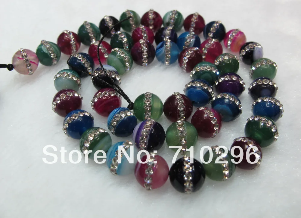 Wholesale 2strings of 96beads Multi Color Agate Stone beads With Zircon Crystals beads jewelry accessories