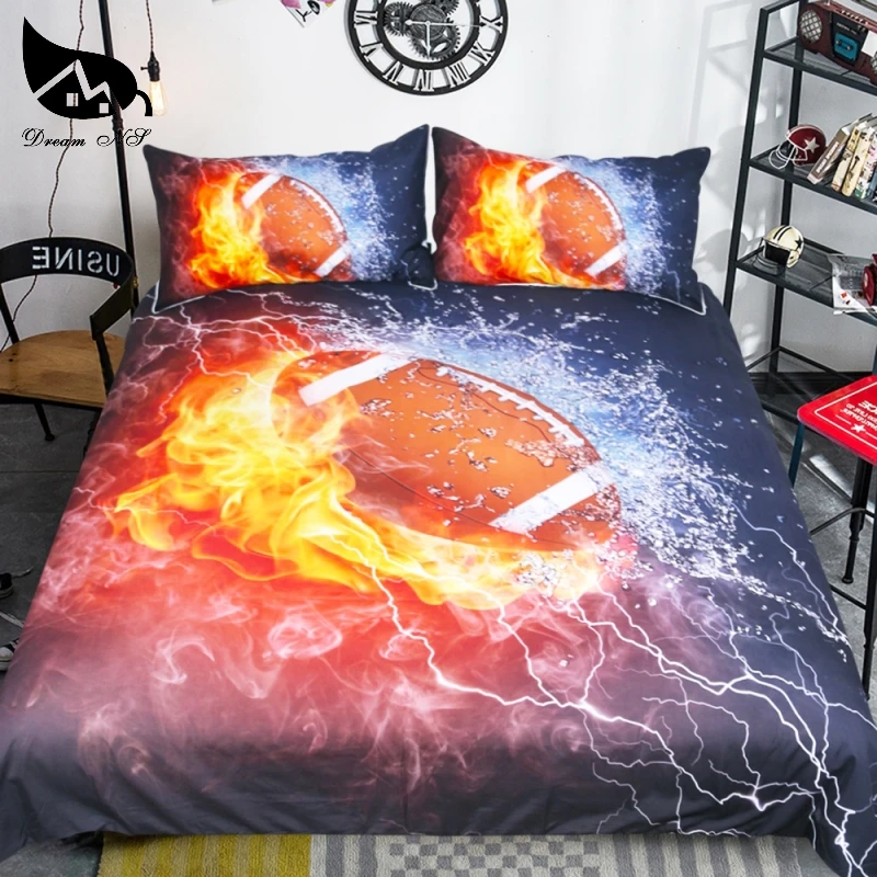 Dream NS 3D Water & Flame Football Duvet Cover Bed Set Twin Full Double Queen King Super King California King Size 2/3PCS PN003