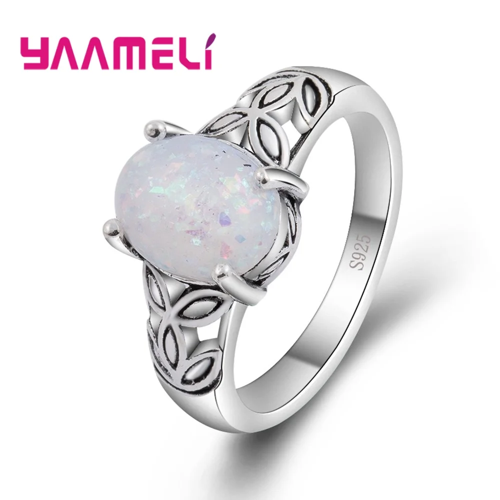 

YAAMEL AAA White Opal Finger Rings Top Selling 925 Sterling Silver Present For Boys Men Festival Present Crystal Jewelry Anel