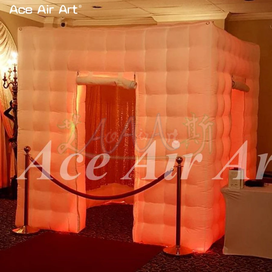 3D งานแต่งงาน Cube เต็นท์ Inflatable LED Photo Booth Kiosk Pop Up Party ตู้ฉากหลังรูปภาพพร้อมสว่างกว่าสปอตไลท์ไม่รวมหลอดไฟ