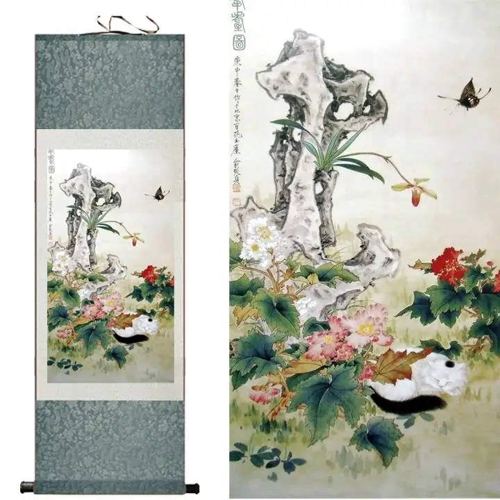 

Silk art painting Chinese traditional painting birds and flowers painting living room and office paintingPrinted painting