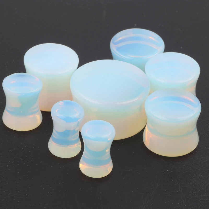 

Opalite Stone Flesh Plug Ear Tunnel Piercing Moonstone Strecher Taper 80pcs Mix 5-18mm Glass Opal Ear Plug Body Jewelry Piercing